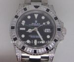 Replica Rolex GMT Master II White & Black Diamond Bezel Stainless Steel Watch
